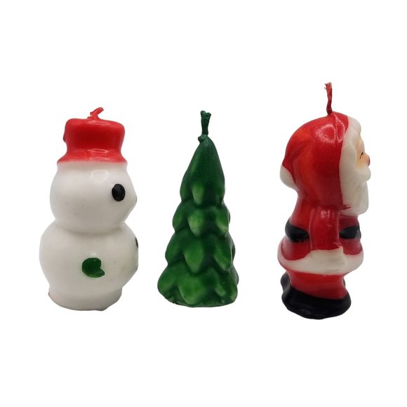 Vintage Christmas Candle Set Colonial Candles Santa Claus Snowman Christmas Tree - Picture 6 of 9